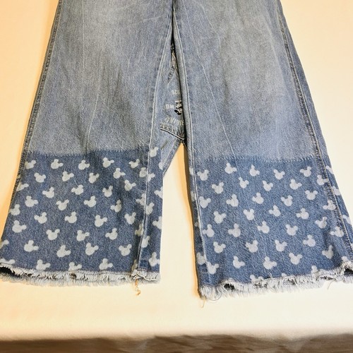 Zara Disney Mickey Mouse Denim Overall Bib Pants size 13-14 Girls Raw Hem - Picture 7 of 14