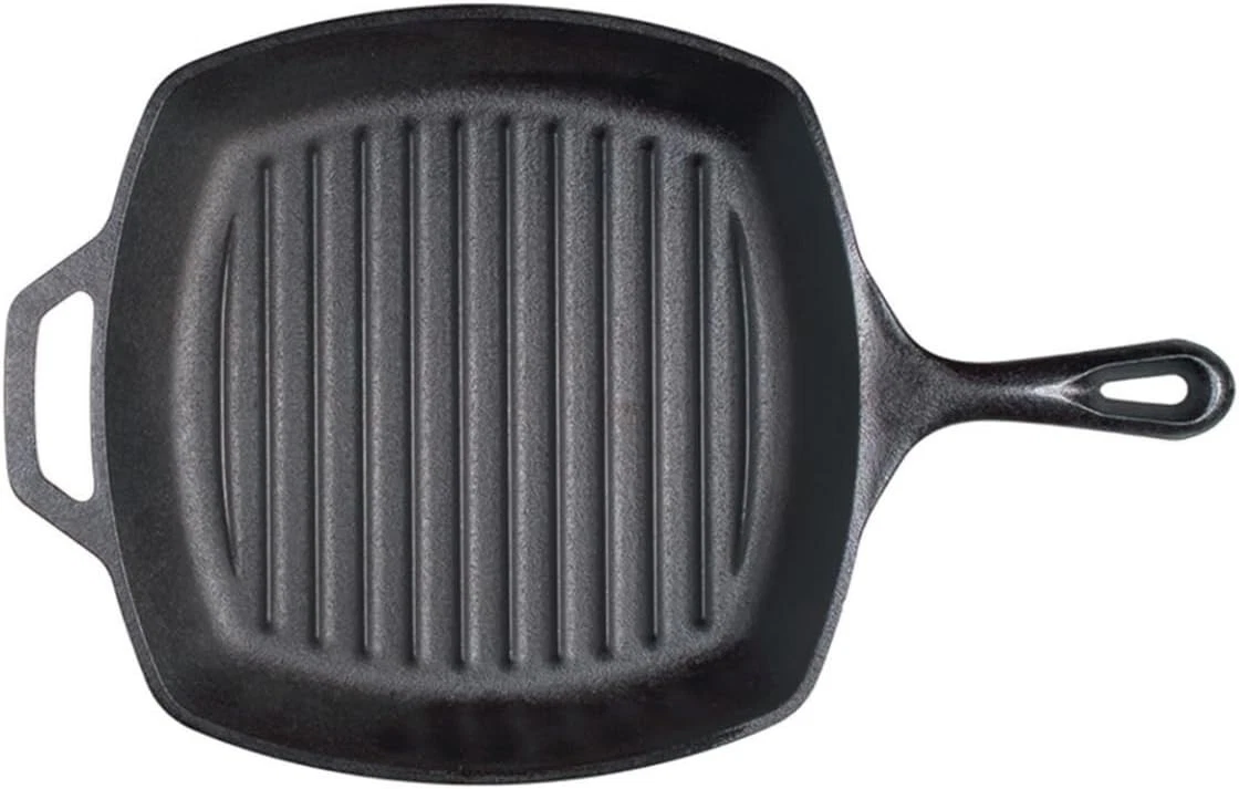 Lodge L8SGP3 Cast Iron Square Grill Pan, Pre-Seasoned, 10.5-inch Black