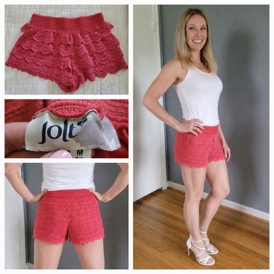 Women's Jolt Crochet Layered Scallop Lace Shorts Size Medium