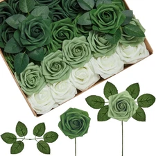 InnoGear Artificial Flowers, 50 Pcs Shades of Forest Rose Foam Fake 