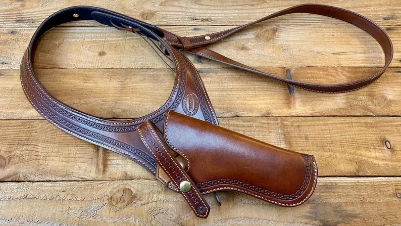 Colt 1911 Right Hand Shoulder Holster Western Leather Holster Fits 4-5 inch - Image 4 of 4