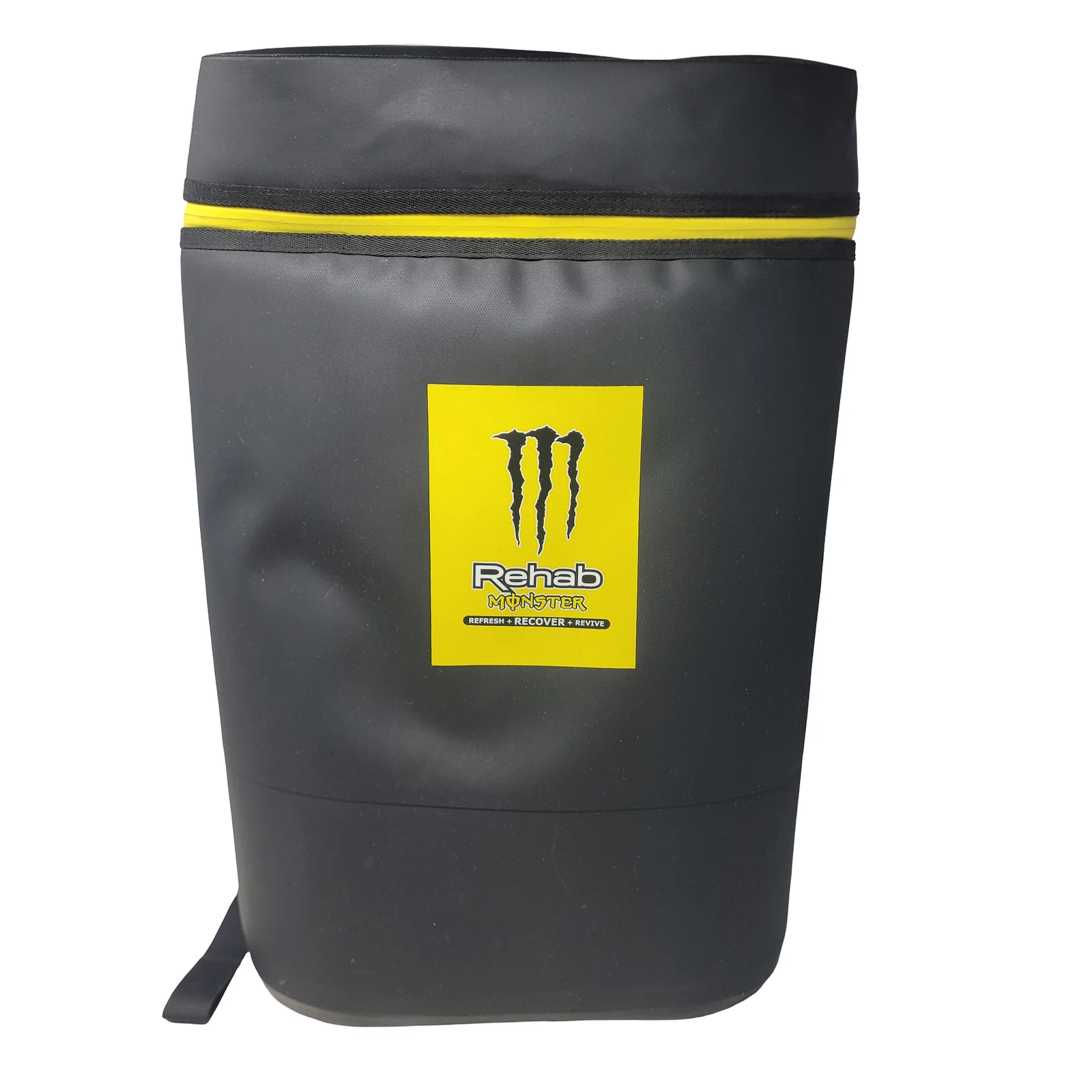 Monster Rehab Energy Drink Insulated Cooler Backpack Black Yellow Soft Sided Bag