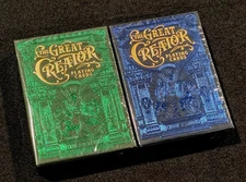 The Great Creator Green + Blue  Gilded Playing Card Deck Set Riffle Shuffle New 