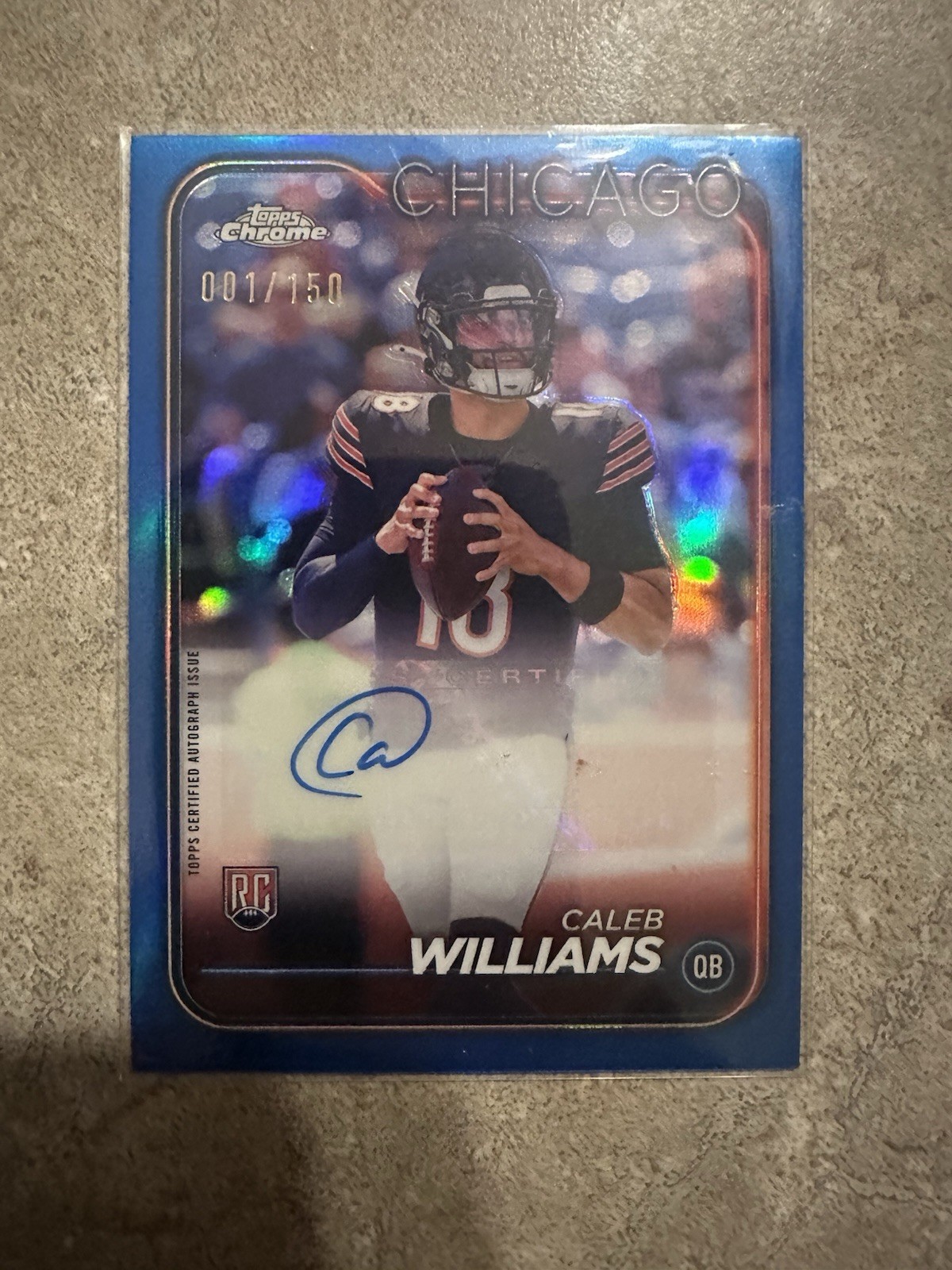 2024 Topps Chrome -Rookie Autographs Caleb Williams #RA-CWI Blue Refractor 1/150