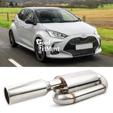 For Toyota Yaris Twin Loop Exhaust Muffler 2.5" Inlet 4.0" Tip Chrome Polished