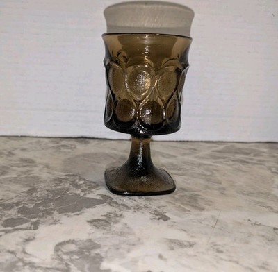 1-7ea Vintage Noritake Spotlight Glass Goblet Walnut Brown Pedestal 4.75'' GL1002