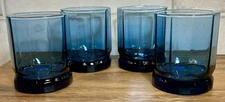 Anchor Hocking Essex Cobalt Blue Double Old Fashion 9 oz.  10 Sided Set of 4 EUC