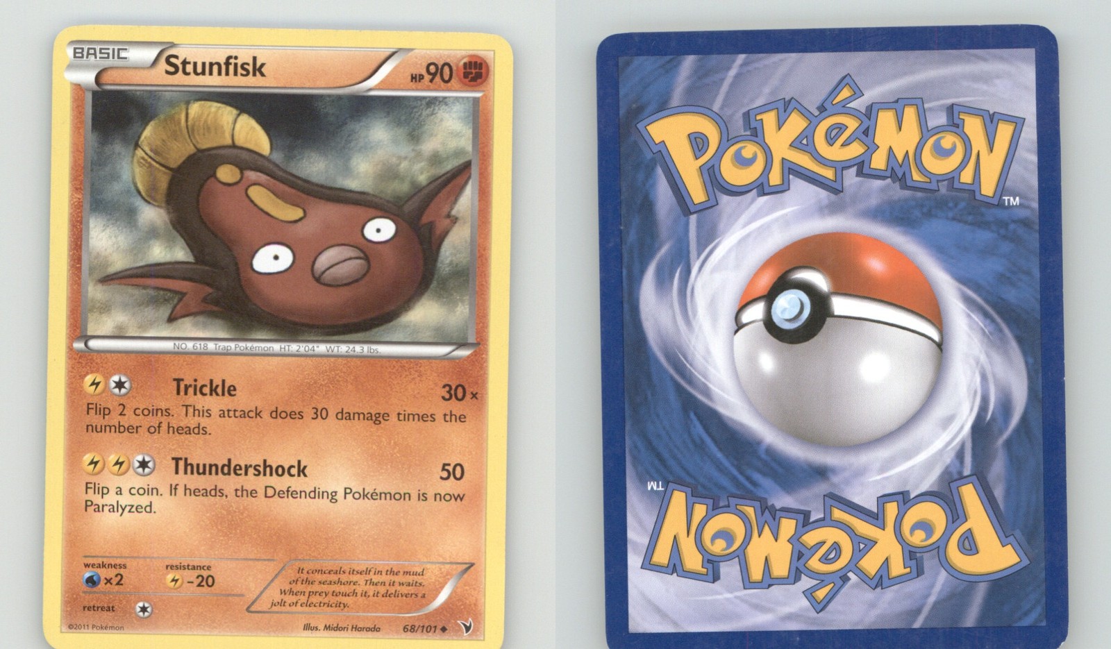 STUNFISK 68/101 UNCOMMON NOBLE VICTORIES POKEMON LIGHTLY PLAYED
