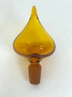 Vintage Blenko Handmade Glass 5826 Onion Stopper in Gold / Jonquil Wayne Husted