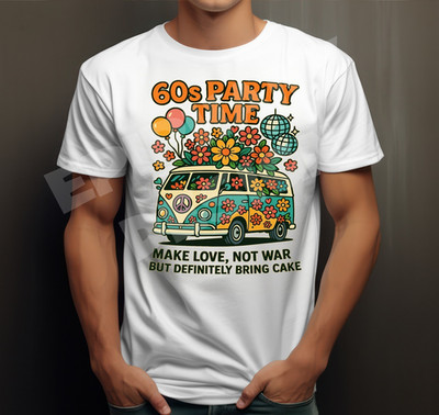 60er T-Shirt Herren Damen Sixties Party Retro Peace Love Hippie Flower Power