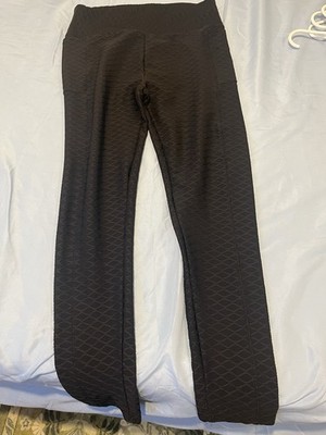 SHOACTIVE Black Textured Compression Leggings Athletic XL Women's