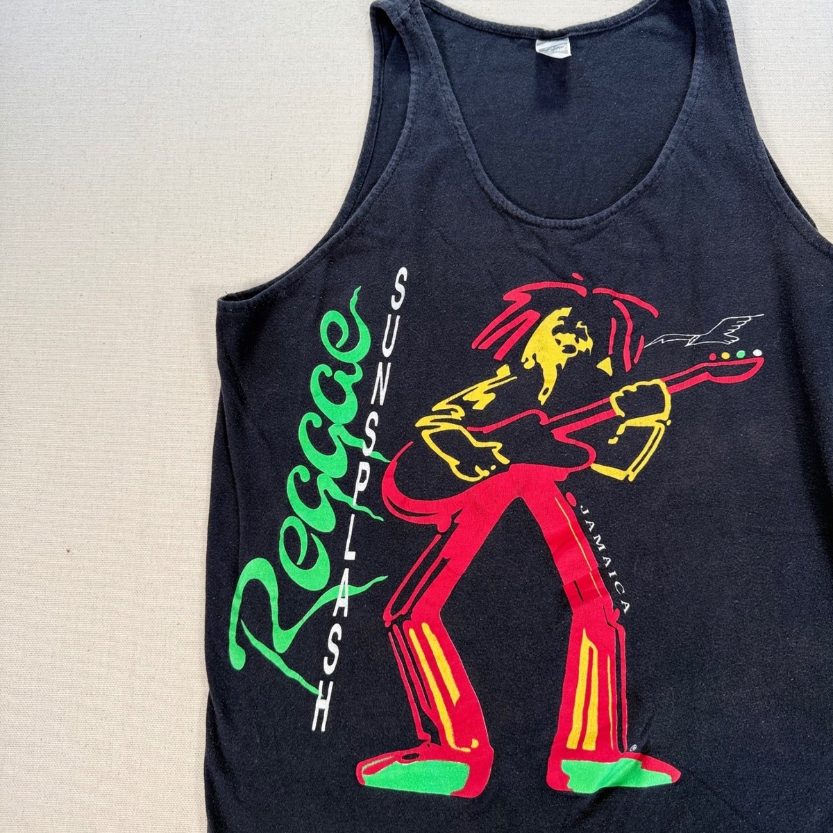 Vintage Reggae Sunsplash Jamaica Tank Top Black Concert Graphic Mens L Rare View 6