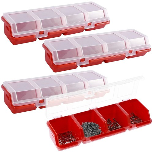 1Pcs 4 Compartments Parts Storage Box Blue Red Tool Part Container Bin - Picture 7 of 14