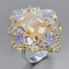 Handmade Natural Rutilated Quartz Ring 925 Sterling Silver Size 8 /R437639