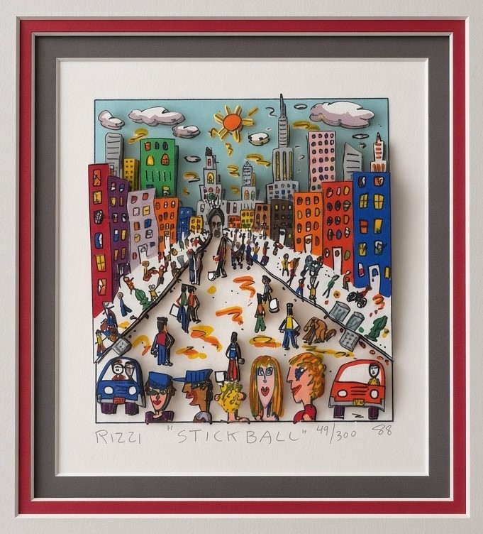 JAMES RIZZI Stick Ball 1988 3D Pop-Up Serigraph Hand Signed 49/300 Framed