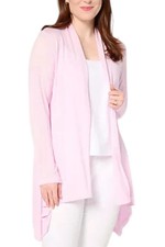 Susan Graver Women's Weekend Textured Drape Cardigan Fairytail Pink