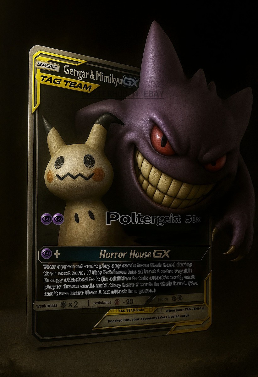 Gengar & Mimikyu GX “Horror House” – 13×19 Art Print | Pokémon
