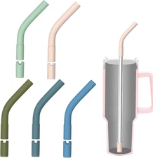 5PCS Bright Color Silicone Metal Straw Tips, Rubber Straw Tips/Reusable Rubber