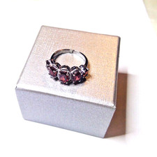 Sterling Silver Garnet Ring Size 6