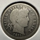 1911-D Barber Dime 90% Silver Denver Mint Scarce G-VG