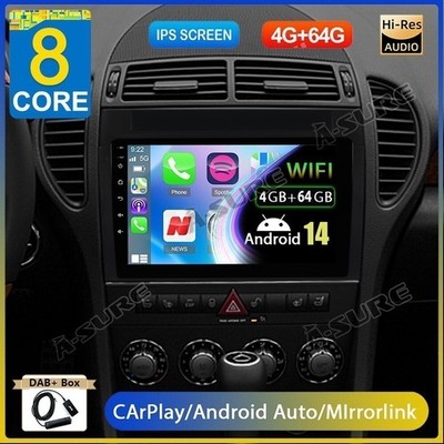 DAB+ 4+64G Android 14 Autoradio CarPlay WiFi GPS Navi Für Mercedes Benz SLK R171