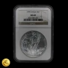 1995 American Silver Eagle NGC MS69 Brown Label -E472