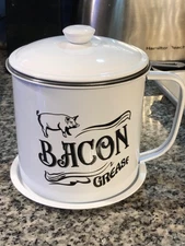 1.3L Bacon Grease Saver Container with Fine Mesh Strainer Stainless Steel Oil