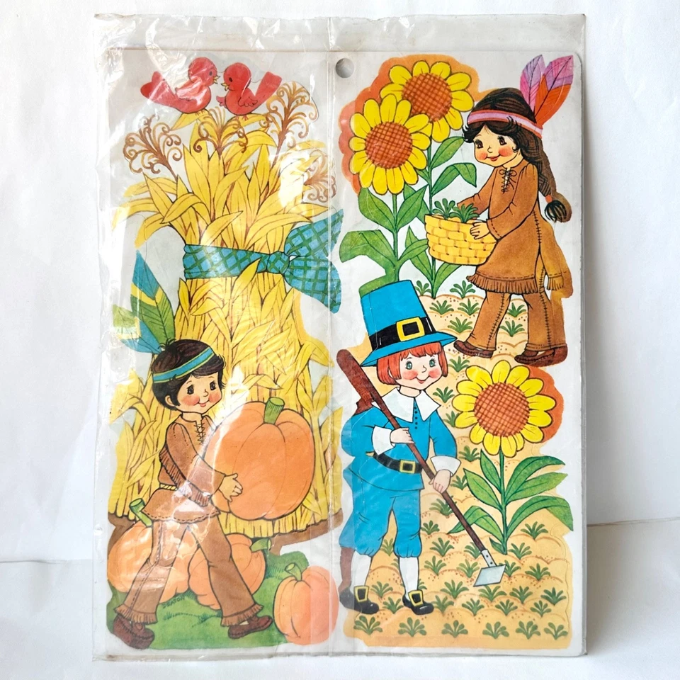 Vintage Selado Eureka Dunmore 5 Decorações de Ação de Graças Peregrinos Turquia Mais - Imagem 2 de 2