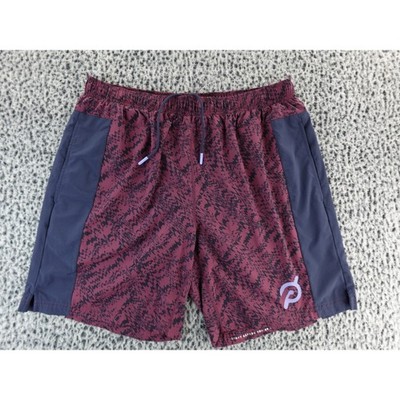 Peloton Fourlaps Athletic Shorts Burgundy Pattern Logo XL Mens Gym Workout