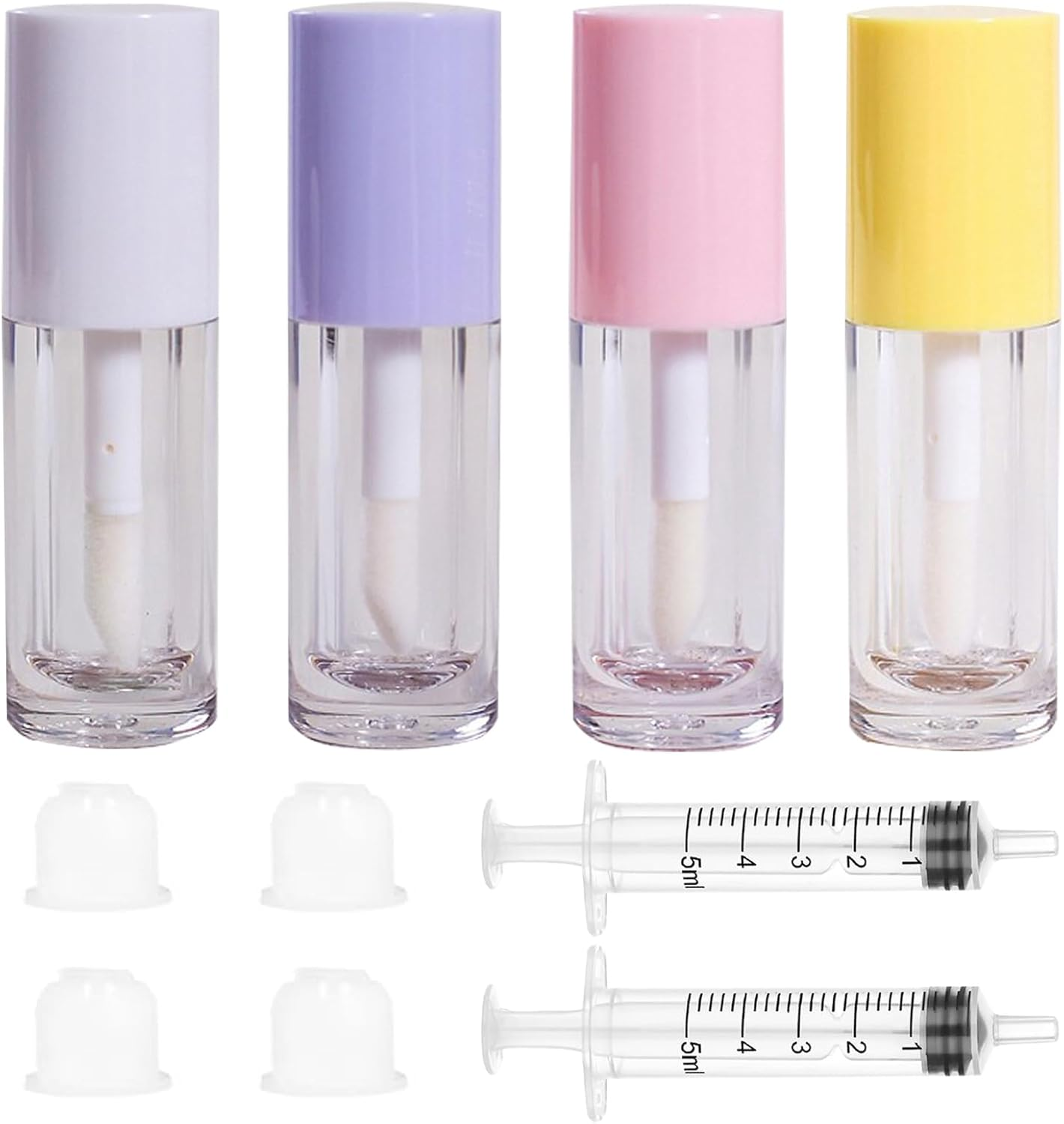 4Pcs 6Ml Clear Empty Lip Gloss Tubes with Wand for DIY Balm