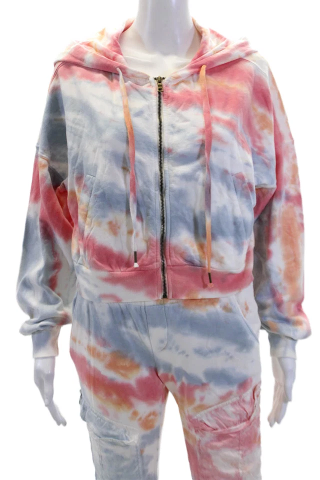 Женская толстовка с капюшоном Young Fabulous & Broke хлопок галстук-краситель на молнии многоцветная размер S - Изображение 2 из 4