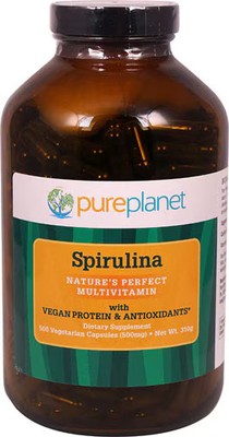 2 X Pure Planet Spirulina -- 500 mg - 500 Vegetarian Capsules