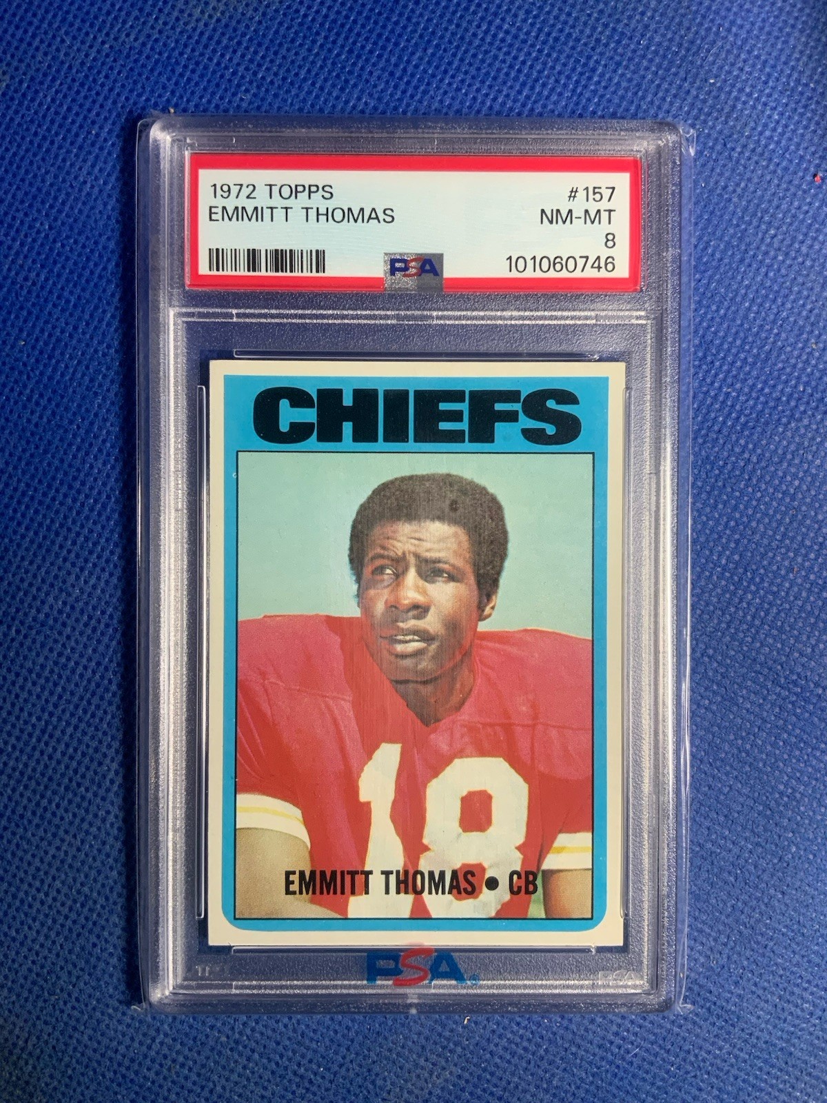 1972 TOPPS #157 EMMITT THOMAS PSA 8 NM-MT  HOF KANSAS CITY CHIEFS