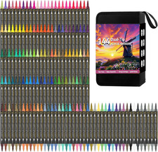 144 Colors Dual Tip Acrylic Paint Markers Waterproof, Non-Toxic, Odorless Acryli