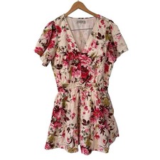NWT Abercrombie & Fitch Floral Smocked Waist Tiered Mini Dress XL Linen Blend