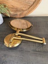 Vintage Gold/Brass Double Sided Cosmetic Mirror With Folding Arm Wall Mounted
