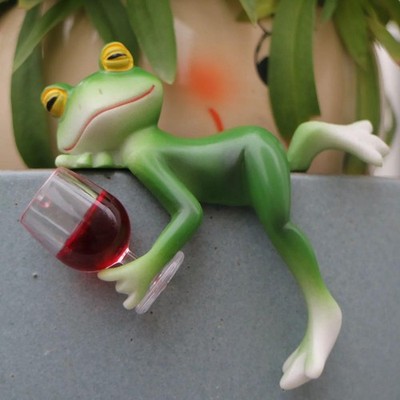 1 Pc of Interesting Green Frog and Wine Glass Hangings Full - Indoor and Outdoor