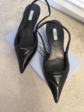 Prada Black Slingback Pumps Shoes Size 7