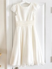 Hayley Paige Piper Flower Girl Dress White Chiffon Satin Wedding Size 8