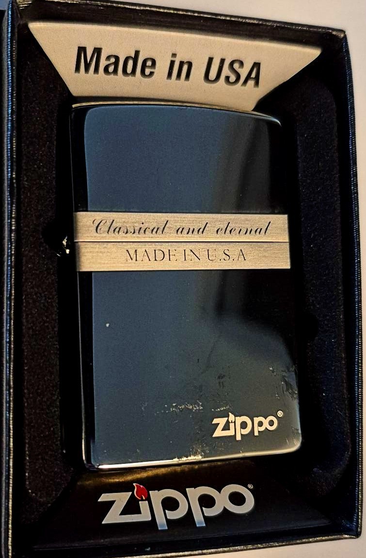 Rare 2023  Polished Black Ice Classical & Eternal Zippo Lighter