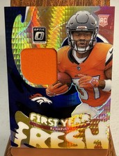 🔥HOT!! 2025 Panini Optic First Year Fresh RJ Harvey Hyper RC Patch BRONCOS💥