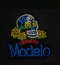 Modelo Especial Calavera Cerveza Vivo LED Neón Letrero Luz Lámpara Súper Brillante 10"