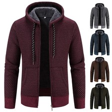 Male Knitted Casual Jackets with Hood Men's Sweater Coat Hoodies Streetwear New