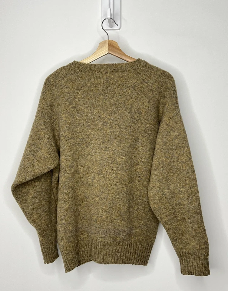 Suéter masculino vintage Burberry XL verde sálvia malha 100% lã feito na Espanha - Imagem 2 de 4