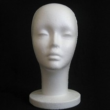 Polystyrene Foam Head Dummy Mannequin Female Model For Hat, Hair Wigs Display