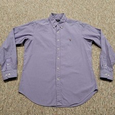 Ralph Lauren Shirt Mens 16 / 34 Purple Striped Classic Button Down Long Sleeve