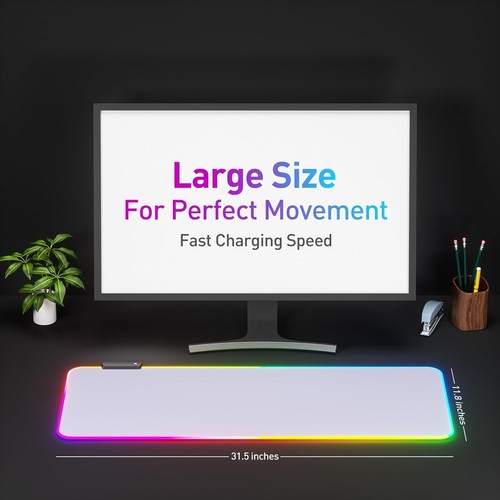 RGB Mousepad Led Mouse Pad, Large Pad,Led and Big White - Picture 2 of 6