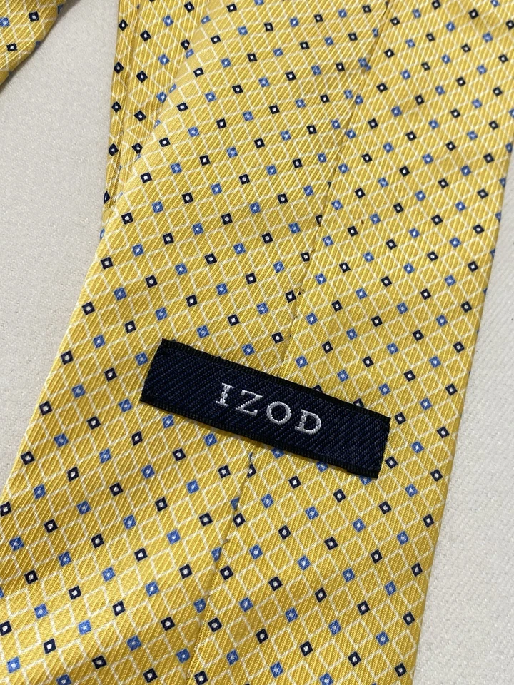 Corbata para hombre IZOD amarilla geométrica seda M en EE. UU. 🇺🇸 Ex Con Foto 2 de 4