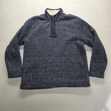 Orvis Mens L Gray Marled Sweater 1/4 Zip Pullover Sherpa Lined Fleece Big Tall