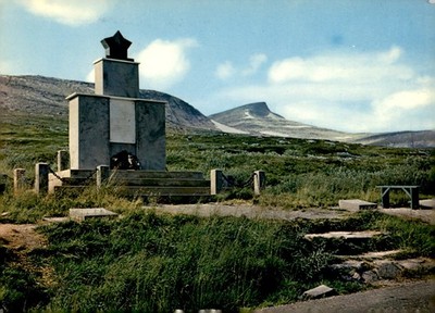 Minnestøtten over jugoslaviske krigsfanger, Saltfjellet, Norway, 1972 Postcard